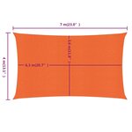 vidaXL Voile d'ombrage 160 g/m² rectangulaire orange 4x7 m PEHD