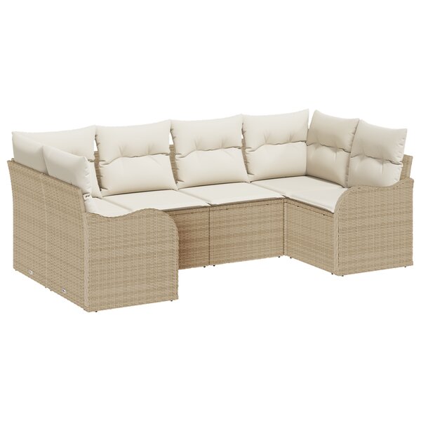 Ensemble de Canapés de Jardin vidaXL à 6 pièces avec Coussins Beige Rattan Poly