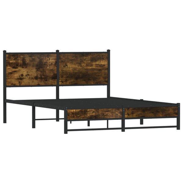 vidaXL Cadre de lit en métal sans matelas chêne fumé 150x200 cm