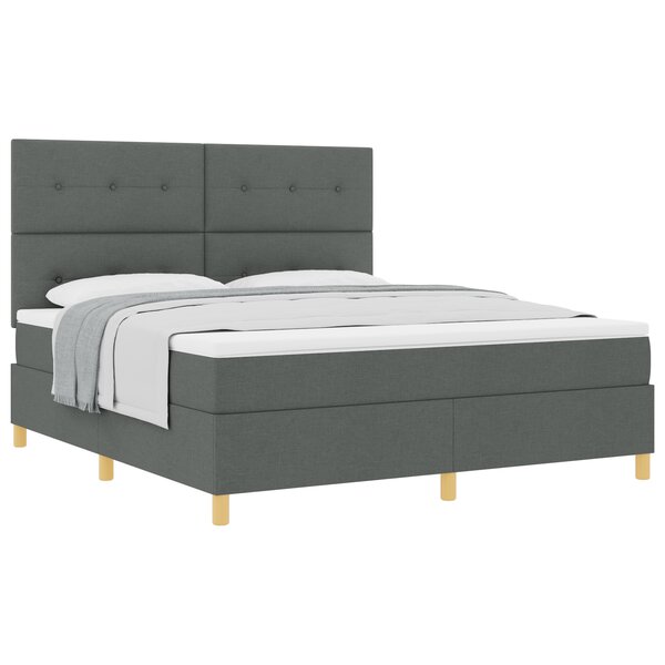 vidaXL Lit Box Spring avec Matelas Gris Foncé Super King Tissu