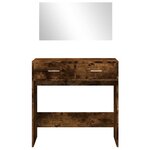 vidaXL Coiffeuse avec miroir chêne fumé 80x39x80 cm
