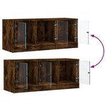 vidaXL Meuble TV avec portes en verre chêne fumé 102x37x42 cm