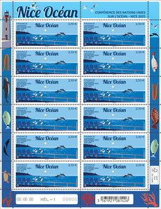 Feuille de 12 timbres - Europa - Nice Océan - Lettre Internationale