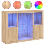 vidaXL Buffets avec lumières LED 3 Pièces chêne sonoma bois d'ingénierie