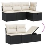 vidaXL Salon de jardin 7 Pièces avec coussins noir résine tressée