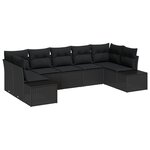 vidaXL Ensemble de Canapé de Jardin 7 Pièces avec Coussins Rotin Poly Noir