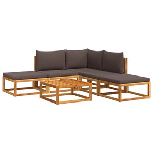 vidaXL Salon de jardin avec coussins 6 Pièces bois d'acacia solide