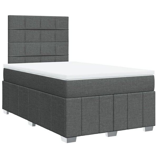 vidaXL Sommier à lattes de lit avec matelas Gris foncé 120x200cm Tissu