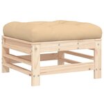 vidaXL Repose-pied de jardin avec coussin bois de pin massif