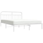 vidaXL Cadre de lit métal sans matelas et tête de lit blanc 160x200 cm