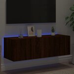 vidaXL Meuble TV mural avec lumières LED chêne marron 100x35x31 cm