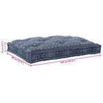 Coussin de palette vidaXL Indigo 120x80x12 cm en tissu