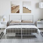 vidaXL Cadre de lit métal sans matelas et pied de lit blanc 150x200 cm