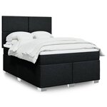vidaXL Sommier à lattes de lit avec matelas Noir 140x190 cm Tissu