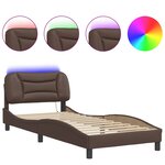 vidaXL Cadre de lit avec LED sans matelas marron 90x200 cm