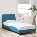 vidaXL Cadre de lit avec lumières LED bleu 90x190 cm velours