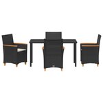 vidaXL Ensemble de salle à manger de jardin de 5 pièces avec coussins Noir Rattan Poly