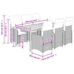 vidaXL Ensemble de bistro de jardin 7 Pièces coussins gris poly rotin
