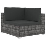 vidaXL Chaises d'angles lot de 2 avec coussins Résine tressée Gris
