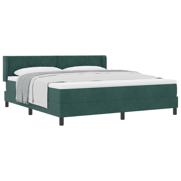 Lit Box Spring vidaXL avec Matelas Vert Foncé 180x200 cm Velours