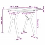vidaXL Table à manger cadre en Y 90x90x75 cm bois de pin massif acier