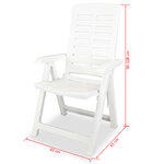 vidaXL lot de 2 Chaises inclinables de jardin Plastique Blanc