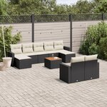 vidaXL Salon de jardin 10 Pièces avec coussins noir résine tressée