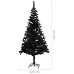 vidaXL Arbre de Noël artificiel pré-éclairé et boules noir 240 cm PVC