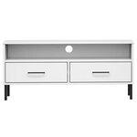 vidaXL Meuble TV avec pieds en métal Blanc Bois de pin massif OSLO