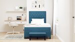 vidaXL Lit à ressorts avec matelas et banc bleu foncé 120x200 cm en velours