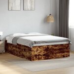 vidaXL Cadre de lit sans matelas chêne fumé 135x190 cm