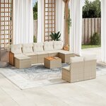 vidaXL Salon de jardin avec coussins 10 Pièces beige résine tressée
