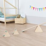Jeu d'équilibre et motricité Montessori bois naturel et bleu turquoise