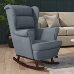 vidaXL Fauteuil à bascule et pieds en bois d'hévéa Gris foncé Velours
