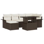 vidaXL Ensemble de canapé de jardin de 7 pièces avec coussins en poly rotin marron