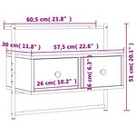 vidaXL Meuble TV mural chêne marron 60 5x30x51 cm bois d'ingénierie
