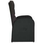 vidaXL Chaise inclinable de jardin 2pc et coussins Résine tressée Noir