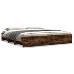 vidaXL Cadre de lit chêne fumé 200x200 cm bois d'ingénierie