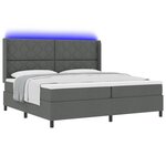 Lit Box Spring vidaXL avec Matelas et LED en Gris Foncé  200x200 cm Tissu