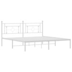 vidaXL Cadre de lit métal avec tête de lit blanc 183x213 cm