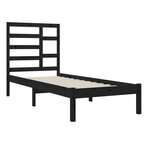 vidaXL Cadre de lit Noir Bois massif 75x190 cm Petit simple