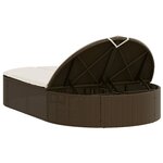 vidaXL Chaise longue double avec coussins marron résine tressée