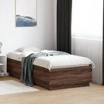 vidaXL Cadre de lit avec LED sans matelas chêne marron 90x190 cm