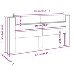 vidaXL Armoire tête de lit avec LED noir 220x16 5x103 5 cm