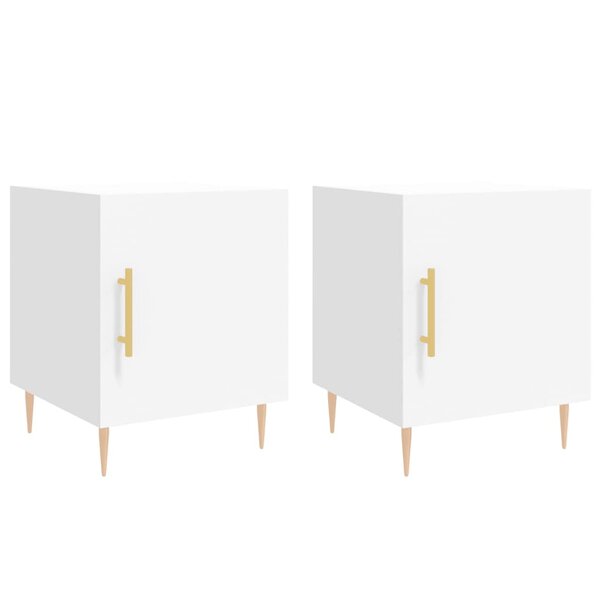 vidaXL Tables de chevet 2 Pièces blanc 40x40x50 cm bois d’ingénierie