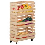 vidaXL Chariot à légumes 37x30x80 cm Bois de pin solide