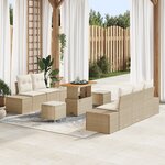 Ensemble canapés de jardin en poly rattan beige de 8 pièces avec coussins