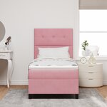 Lit Box Spring vidaXL avec Matelas Rose Simple Velours