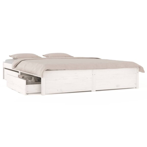 vidaXL Cadre de lit sans matelas avec tiroirs blanc 140x200 cm