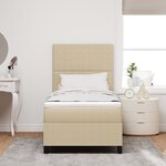 vidaXL Lit avec Sommier avec Matelas Beige Clair 100x200 cm Tissu en Velours Côtelé